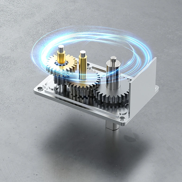 Mato-vaihteisto moottorin kuva asennettuna aktuaattoriin tai automaatioon