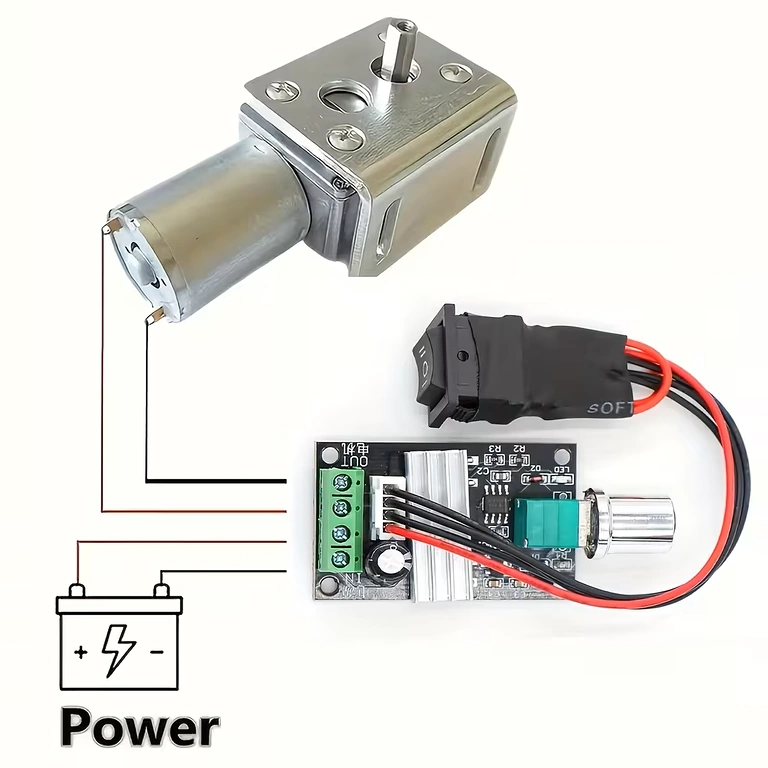 DC 6–24V moottoriohjain – kytkentäkaavio PWM-ohjaimen kytkentä DC-moottoreille
