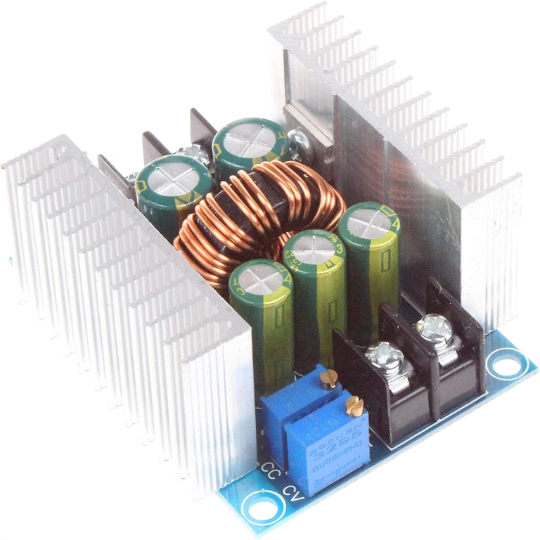 Jännitteen ja virran säätö step-down moduulissa Jännitteen ja virran säätö DC/CV 20A 300W moduulilla