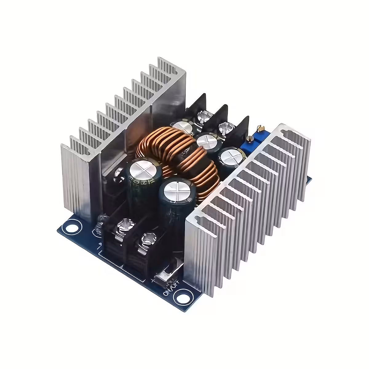 Step-down 20A 300W moduulin etunäkymä, säädettävä jännite ja virta