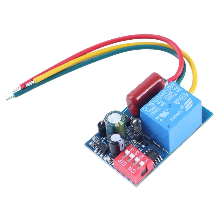 Mekaanisen/analogisen ajastetun relemoduulin komponentit, yksityiskohtainen näkymä