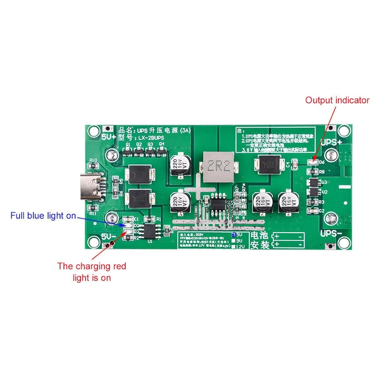 UPS Mini -moduulin kaksivärinen LED, punainen/vihreä, akun tila ja lataus