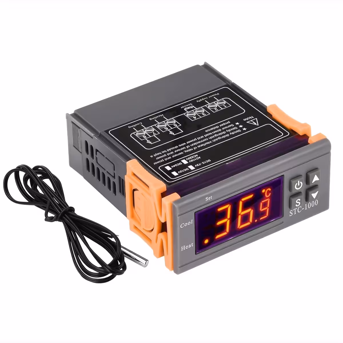 STC1000-moduuli digitaalisen näytön ja lämpötila-anturin kanssa