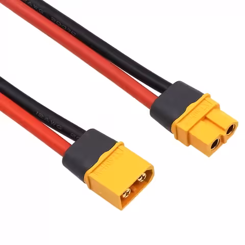 XT60-uros + naaras liitin 12AWG paksulla johdolla 30 cm – suurvirta-akuille