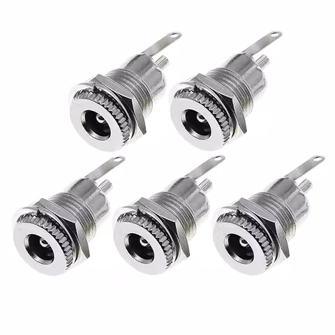 Setti 5 kpl – DC 12V 5,5 x 2,1 mm virtaliitin – naarasliitin